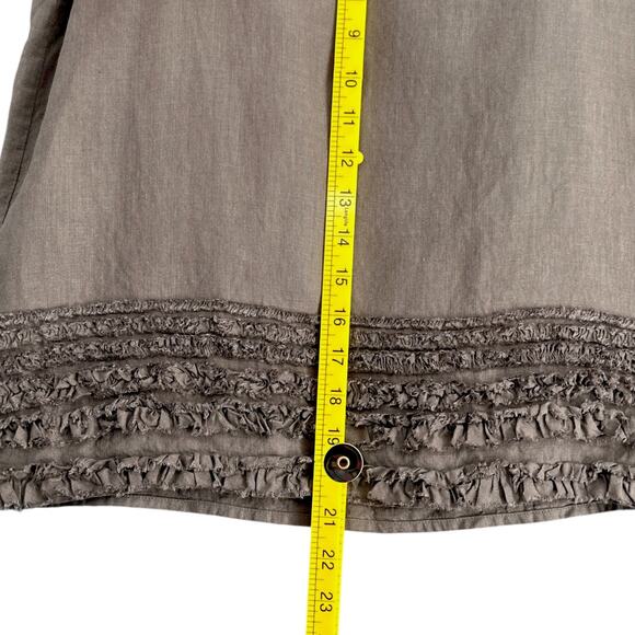 Eileen Fisher Brown A-Line Knee Length Ruffled Irish Linen Skirt Petite Small - Picture 8 of 8